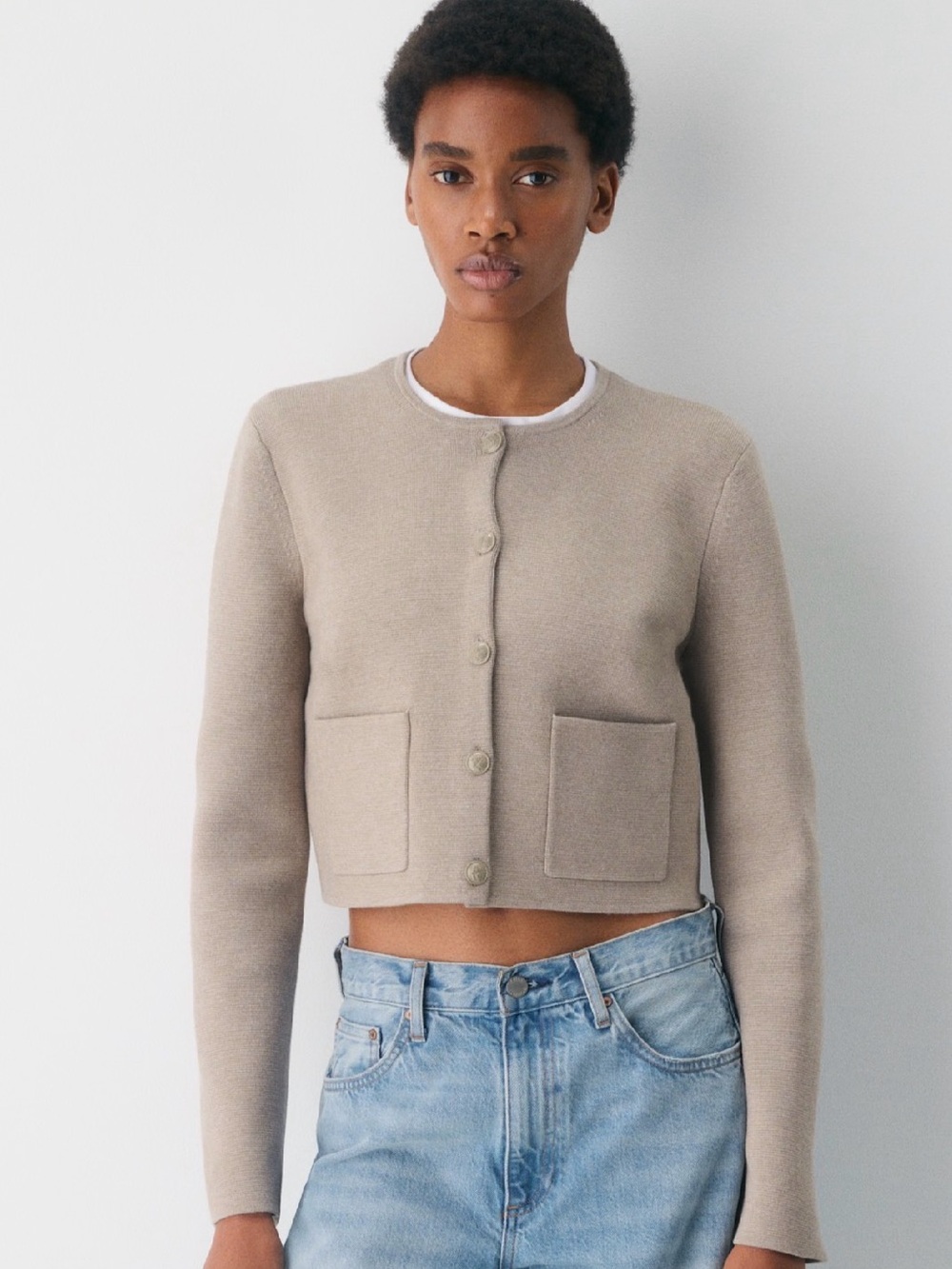 BABATON Notable Cardigan Heather Nomad Taupe Size XS
